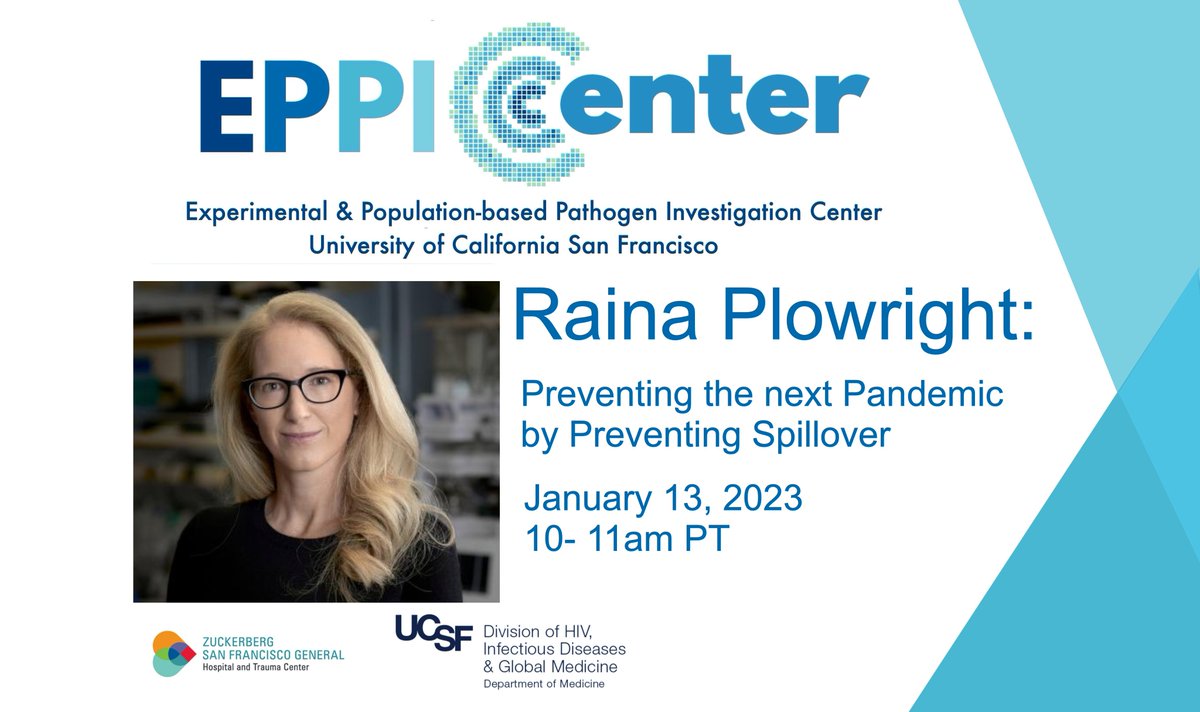 @EPPIcenter at UCSF (@eppicenter_ucsf) on Twitter photo Jan 13 <a href="/rainamontana/">Raina Plowright</a>
#OneHealth advocate, PI of <a href="/BatOneHealth/">BatOneHealth</a>
Investigating #DiseaseDynamics, pathogen transmission & spillover
<a href="/OneHealthUCD/">One Health Institute (OHI)</a> <a href="/EpiCenterUCD/">EpiCenterUCD</a> <a href="/CENDUCBerkeley/">CENDUCBerkeley</a> <a href="/GorillaDoctors/">Gorilla Doctors</a> <a href="/PanditPranav/">Pranav Pandit</a> @rlsdvm_epivet <a href="/Erika__Ganda/">Dr. Erika Ganda</a> @JoacimRocklov <a href="/khoney/">Kristen Honey 🐝</a>
calendar.ucsf.edu/event/eppicent… Jan 13 <a href="/rainamontana/">Raina Plowright</a>
#OneHealth advocate, PI of <a href="/BatOneHealth/">BatOneHealth</a>
Investigating #DiseaseDynamics, pathogen transmission & spillover
<a href="/OneHealthUCD/">One Health Institute (OHI)</a> <a href="/EpiCenterUCD/">EpiCenterUCD</a> <a href="/CENDUCBerkeley/">CENDUCBerkeley</a> <a href="/GorillaDoctors/">Gorilla Doctors</a> <a href="/PanditPranav/">Pranav Pandit</a> @rlsdvm_epivet <a href="/Erika__Ganda/">Dr. Erika Ganda</a> @JoacimRocklov <a href="/khoney/">Kristen Honey 🐝</a>
calendar.ucsf.edu/event/eppicent…