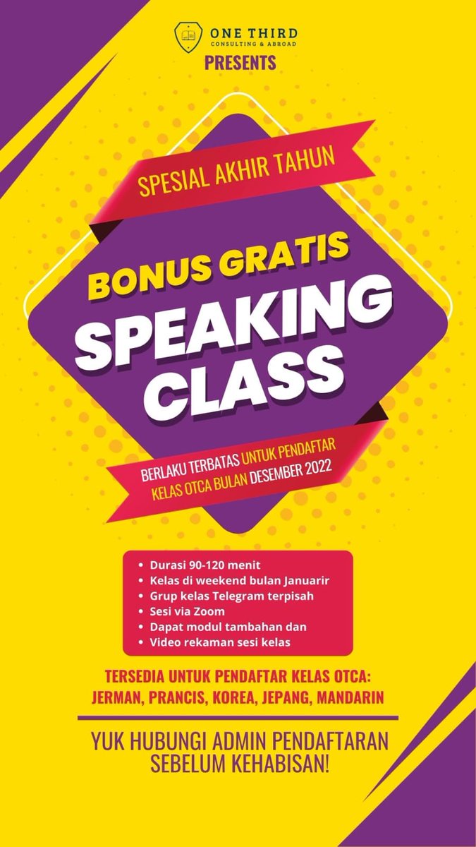 SeputarJerman's tweet photo. BELI KELAS DAPET KELAS BONUS?? 😱

DAPET DONG &amp; CUMA ADA DI OTCA SEPUTAR JERMAN!!! 🔥

Dapatkan penawaran spesial ini caranya dengan pembelian kelas apa saja sebelum kehabisan KHUSUS DI BULAN DESEMBER SAJA!

Tertarik/info? Langsung aja klik linktree di bio kami yuk ✨️ https://t.co/FCT8ouRmDD