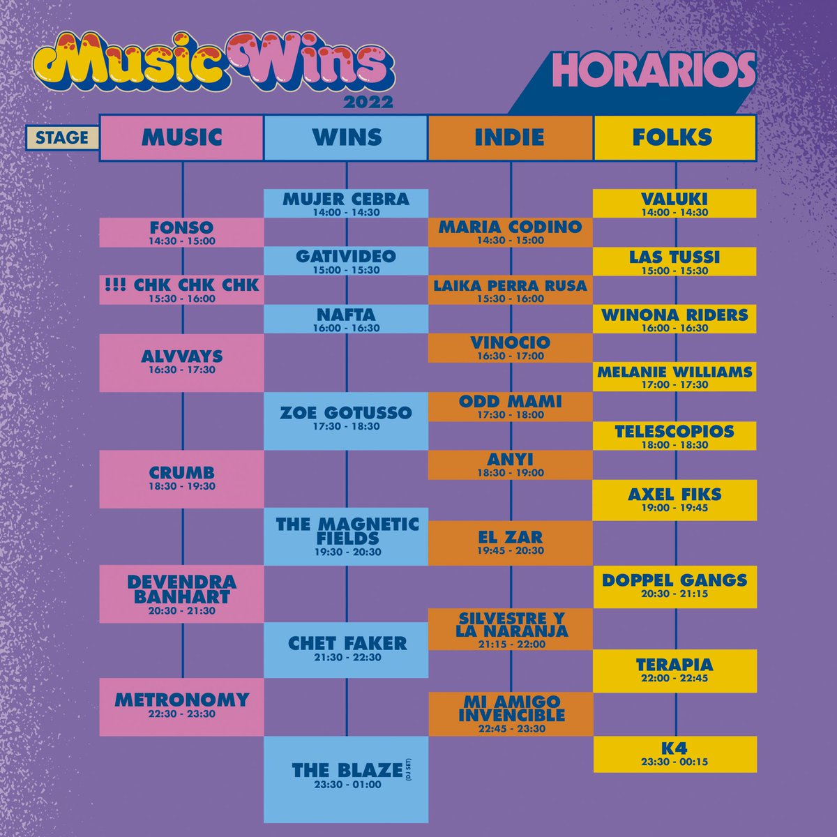 Horarios Folks! #MusicWins 🍄💫🎉