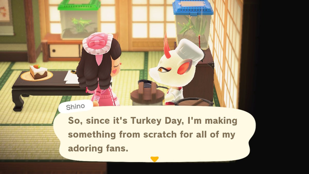 esutebann's tweet photo. i loved seeign them cook w their cute chef uniforms for the first time #AnimalCrossing #ACNH #NintendoSwitch https://t.co/ZYMA8ydgon