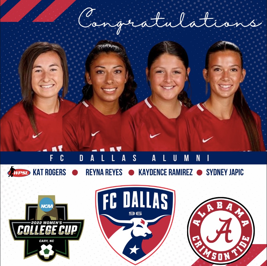 Congratulations to our 4 @FCDwomen alumni competing for @AlabamaSoccer in tomorrow's #NCAA Women's College Cup Semi Final showdown with @UCLAWSoccer‼️

#DTID 🤝 #WCollegeCup