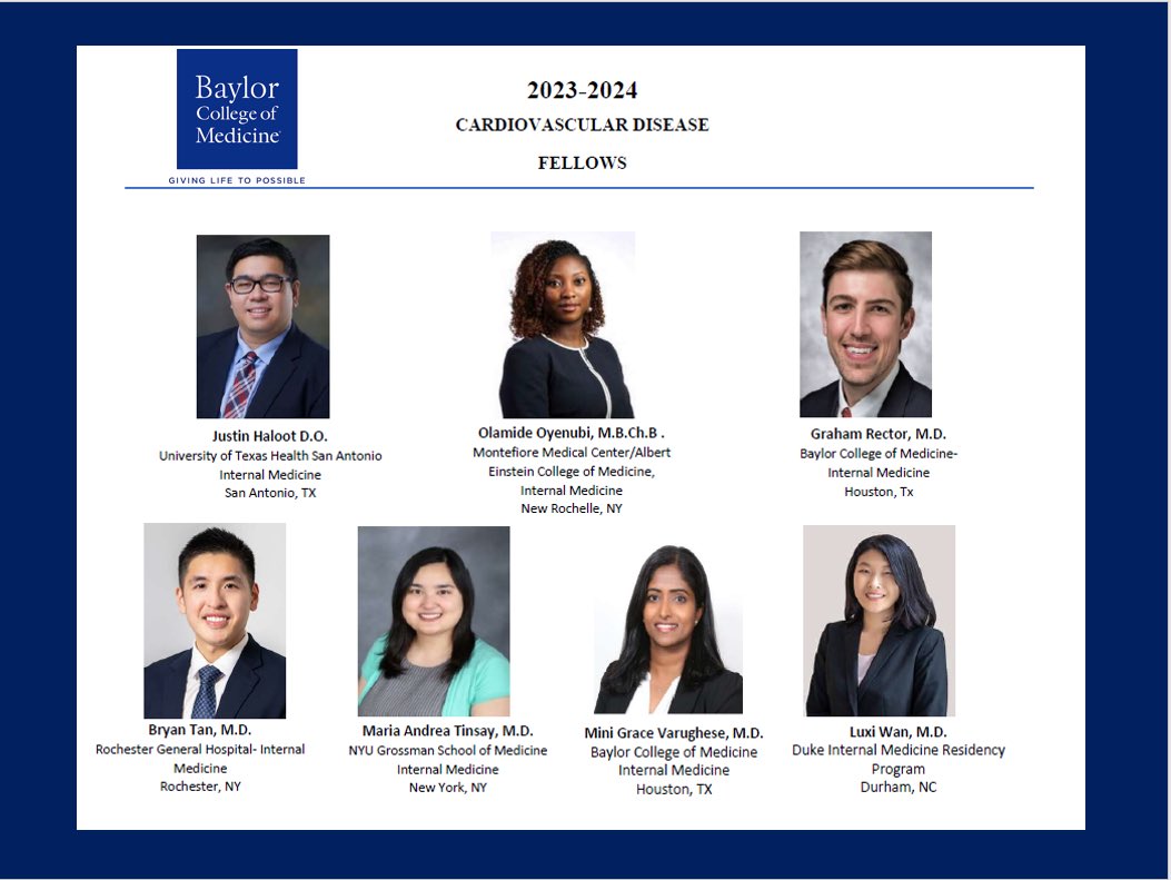 Meet the incoming <a href="/BCMHeart/">BCM Cardiology</a> cardiology fellows! ☺️ We are so happy to welcome them to our program 🙌

#ACCFIT <a href="/BCMDeptMedicine/">BCM Department of Medicine</a> <a href="/CBallantyneMD/">Christie Ballantyne</a>