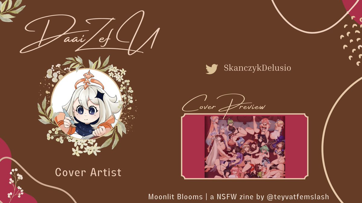 teyvatfemslash's tweet photo. NSFW Cover Artist Spotlight: DaaiZefU

@SkanczykDelusio is the artist for our NSFW cover, which features nearly all of the lovely ladies of Genshin! If you want to see the whole spicy piece, you'll just have to download "Moonlit Blooms." https://t.co/jeKAGSkmGO