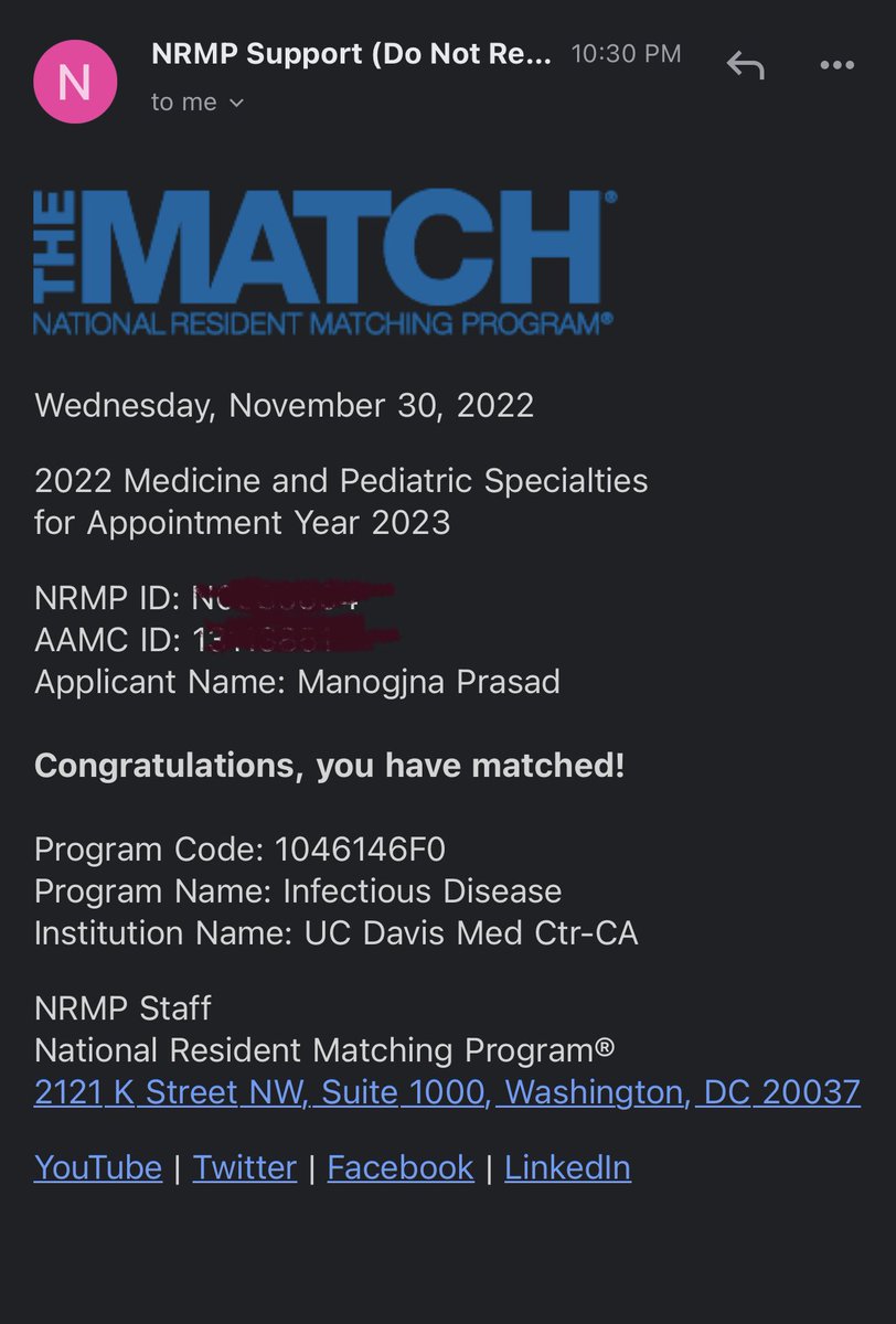 Dreams do come true! 🌴 Humbled and honoured! 🙏🏽 Can’t wait to start my #idfellowship @UCDavisMedCntr #manifest #IDTwitter #WeAreID #FellowMatch #Match2023 #imgproud @TheNRMP @ID_fellows @GRThompsonMD @IDSAInfo