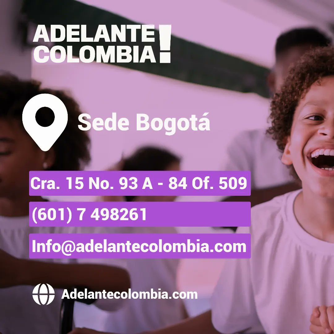 Adelante_Col's tweet photo. L@s invitamos a conocer nuestras sedes en #bogotá y #aguadas y unirse como #voluntarios del gran sueño de tener una Colombia donde #TodosContemos 

#JuntosPodemos #escribamosunanuevahistoria✍️ #jovenes #Paz #colombia #sevalesoñar #fundacionesunidas https://t.co/M9wPtH05Jv