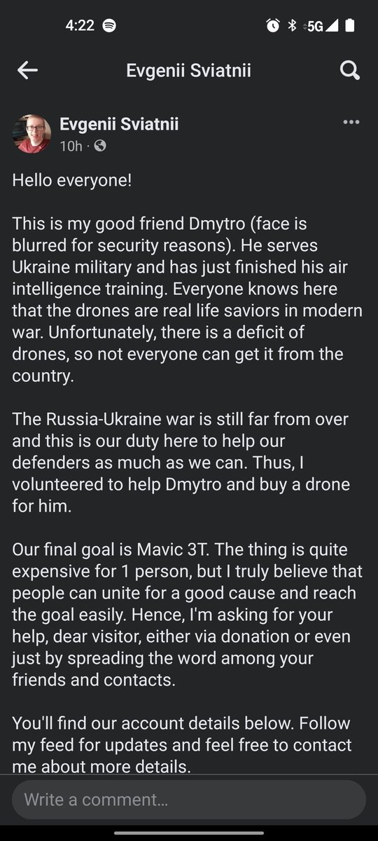 PlumberOFortune's tweet photo. Link to donate for very important drone needed for Ukrainian soldier to complete reconnaissance missions https://t.co/ARuDM5TKlz https://t.co/sE1ufvIKSF