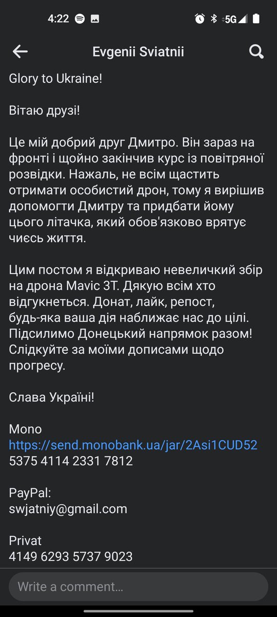 PlumberOFortune's tweet photo. Link to donate for very important drone needed for Ukrainian soldier to complete reconnaissance missions https://t.co/ARuDM5TKlz https://t.co/sE1ufvIKSF