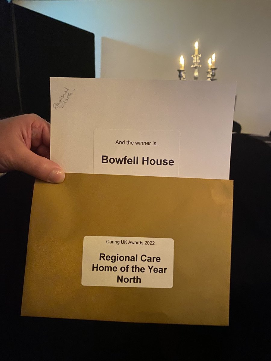 We’ve only gone and won it. Best care home in the North!!!