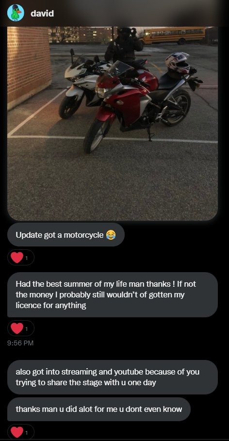 this is why I do giveaways, I love hearing stories like these from previous winners.

we giveaway $500 MINIMUM everyday and its truly a mutually beneficial thing we have, As long as you guys support the channel we can keep changing lives for the better!

onwards and upwards <3