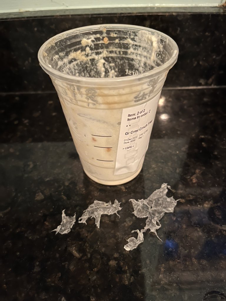 acejules's tweet photo. @Starbucks man, wish I’d noticed this before I’d almost finished my drink. https://t.co/vsQ2Cltl9b