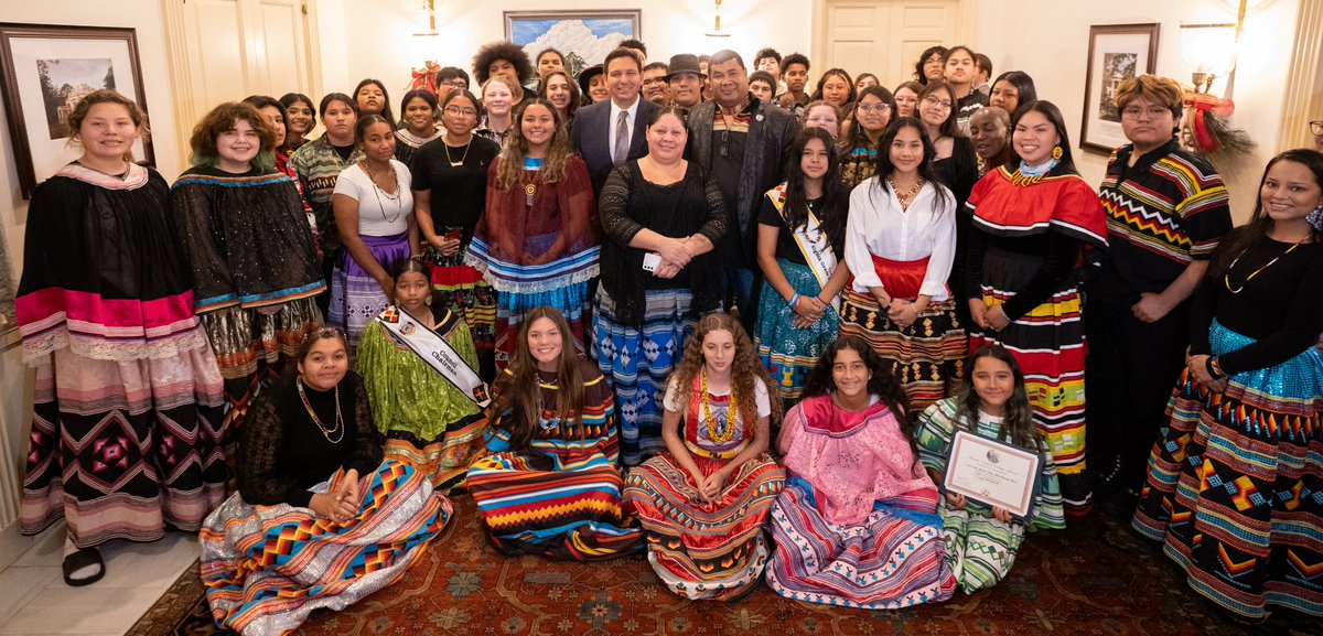 I’m grateful to @GovRonDeSantis &amp; First Lady @CaseyDeSantis for launching the first Native American Heritage Month student contests celebrating the achievements of Native American Floridians. Thank you to the Seminole Tribe of Florida for sponsoring &amp; congrats to the winners! 