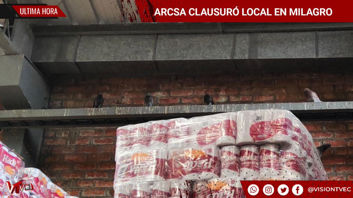 VisionTVec's tweet photo. #Milagro #ArcsaCZ5 

ARCSA #CLAUSURA BODEGA DE ALIMENTOS DE MILAGRO POR MALAS #CONDICIONES #HIGIÉNICO #SANITARIAS

Más información al link 👇👇👇
https://t.co/ato4Kevy6G https://t.co/WkjPeAKrHt