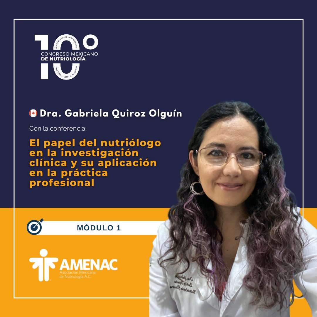 Estaré en el módulo 1 del #10CongresoAMENAC no se lo pierdan #SoyNutriAMENAC 
 <a href="/amenacnutri/">AMENAC</a> 
¡Porque la nutrición es nuestra pasión!