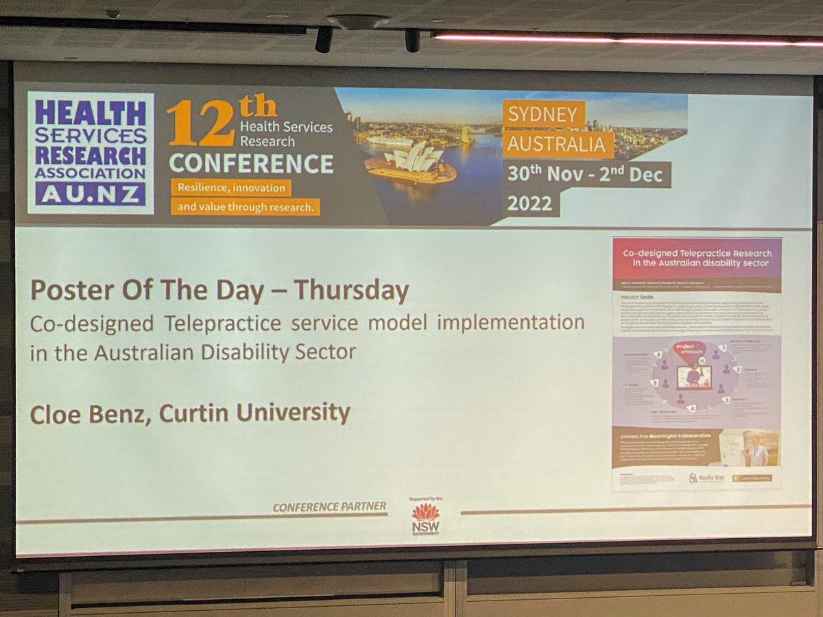 Thank you to <a href="/hsraanz/">Health Services Research Association of AU & NZ</a> selecting our poster for “Poster of the Day” we really worked to strike a balance between engaging content and accessibility of the information  for the community we work with🙂  

#HSR2022 #hsr22