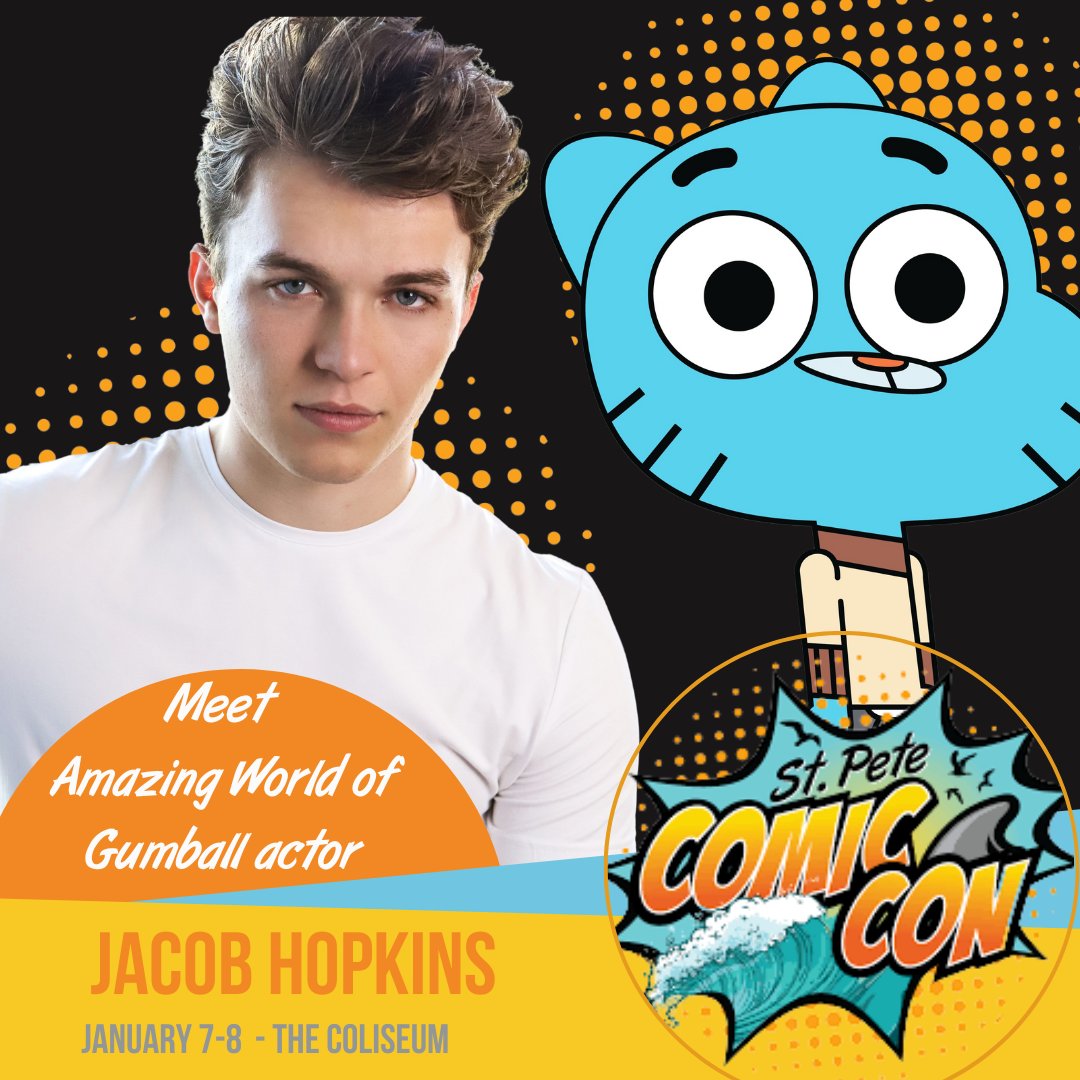 stpetecomiccon's tweet photo. Jacob Hopkins who voiced Gumball in the Amazing World of Gumball will be at St. Pete Comic Con!

Tickets for the event start at $25. 
https://t.co/Xkds3432Wi https://t.co/Ci33AsWFpB