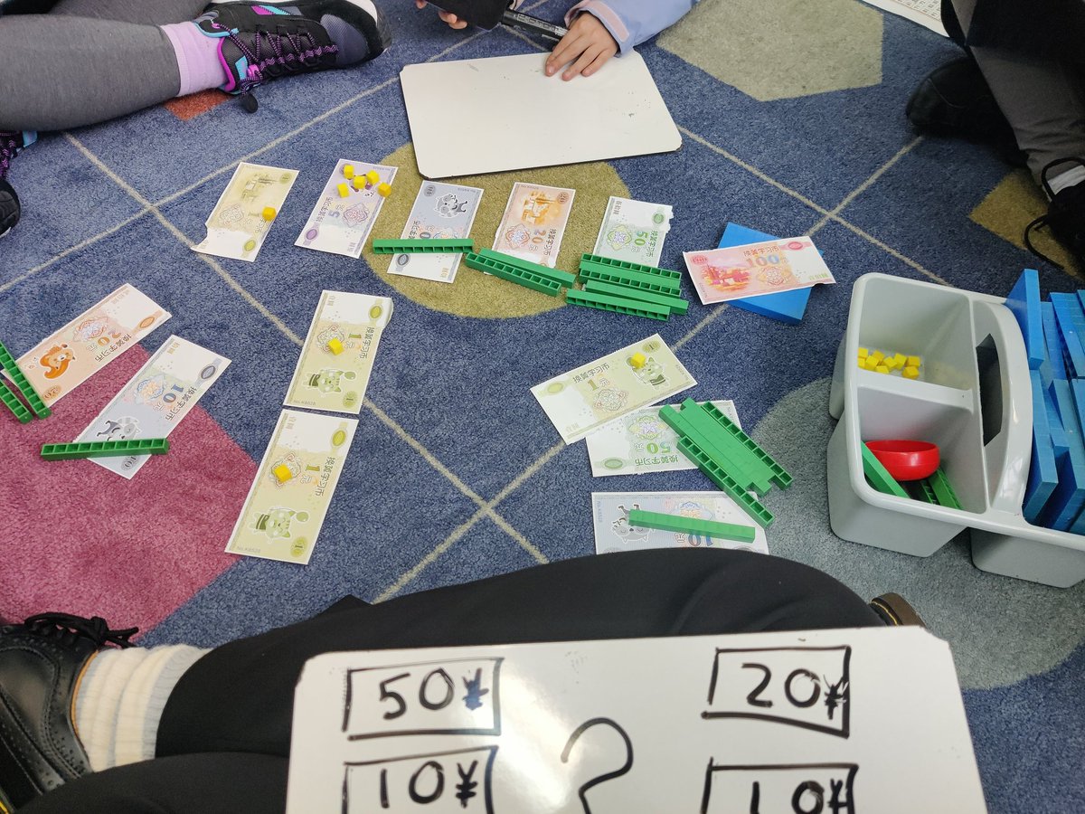 MissSTaylor2's tweet photo. Using manipulatives to help students understand the amount of money 'in' each note. Although this isn't the first time I've done this, wrapping my head around rmb was definitely an interesting one! https://t.co/X13s2eS5Nz