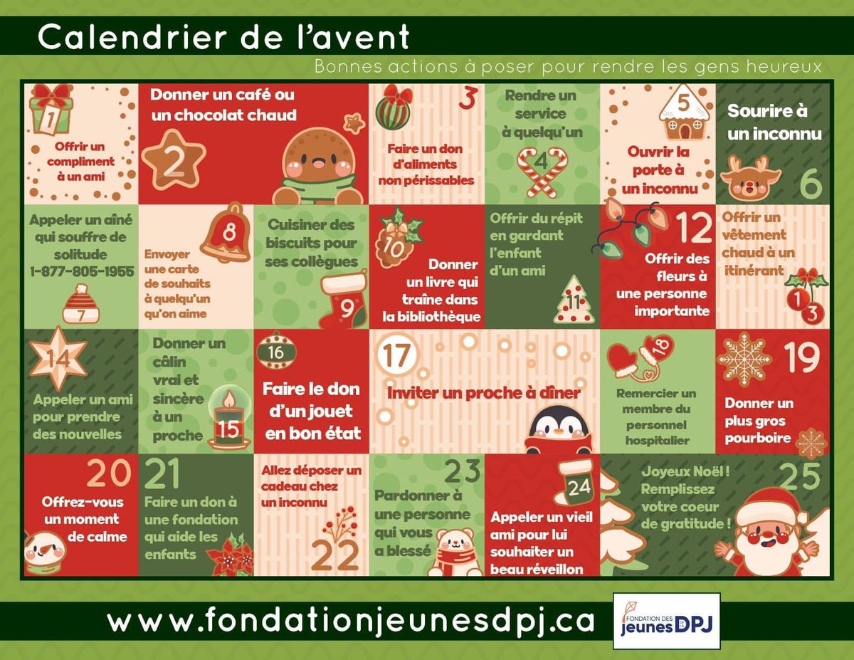 Un calendrier de l’avent pas comme les autres. Chaque jour, on pose un geste gentil. Vous verrez, ça fait du bien. Je vous souhaite un magnifique mois de décembre. 😘🎄