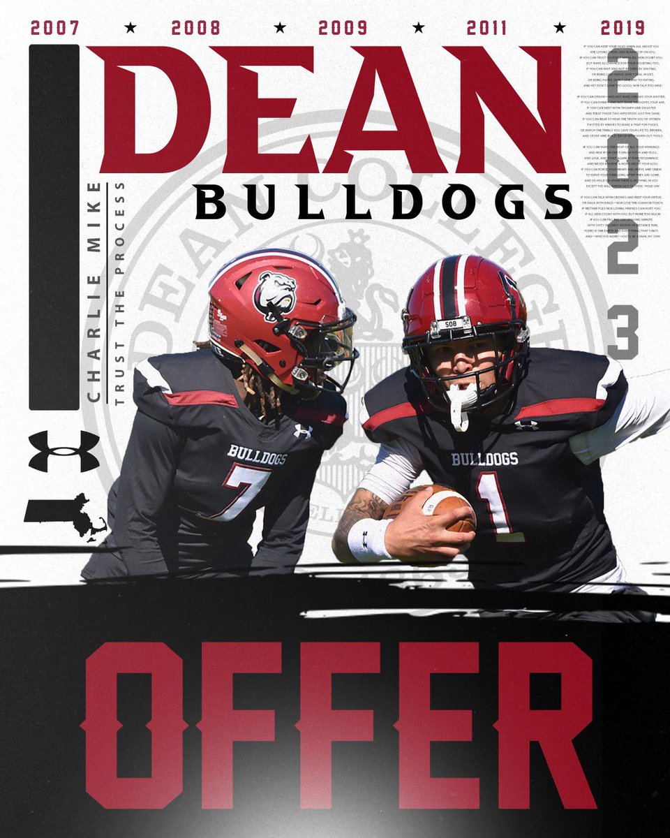 Blessed to receive on offer from  <a href="/DeanCollegeFB/">Dean Bulldogs Football</a> to continue my football and academic career! <a href="/CoachDreMurphy/">Andrae Murphy</a> <a href="/SixZeroAcademy/">Coach Matt McChesney</a> <a href="/DouglasCountyFB/">Douglas County Football</a> <a href="/ryan_buresh/">Ryan Buresh</a> <a href="/WHO_CoachMJones/">Michael Jones</a>