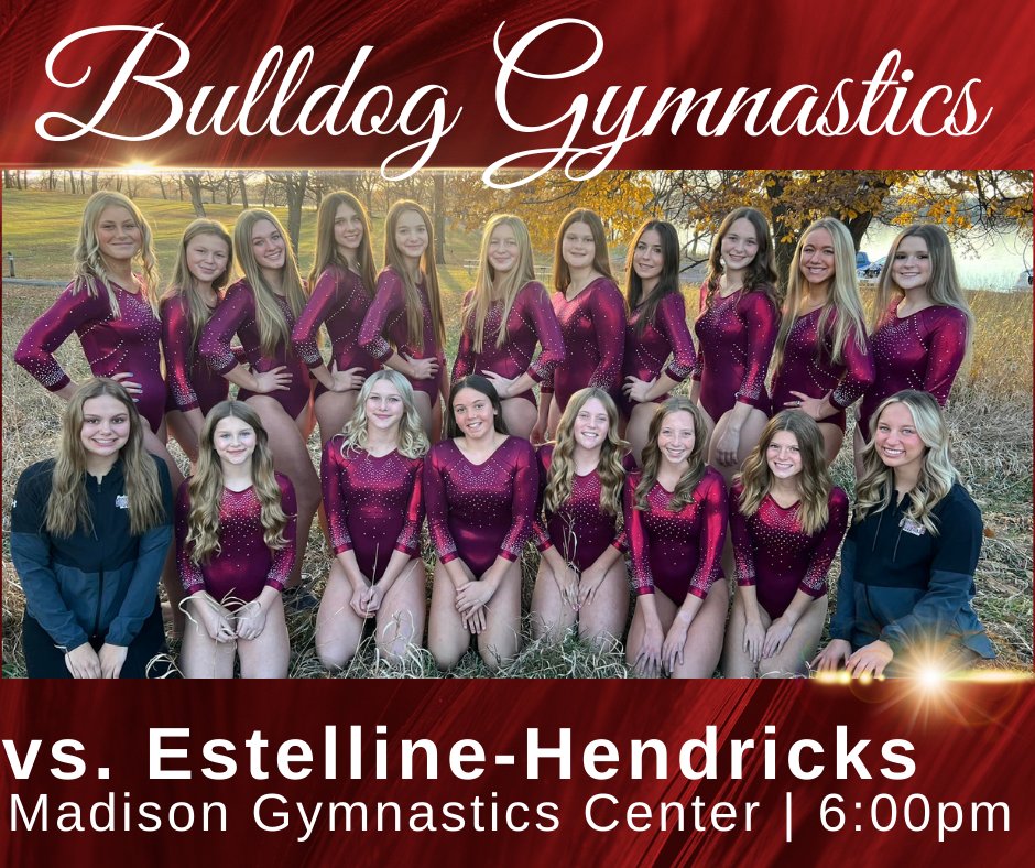 Bulldogs Gymnastics hosts Estelline-Hendricks tonight!

⌚️6:00pm
📍Madison Gymnastics Center
💻 youtube.com/@MadisonLivest…