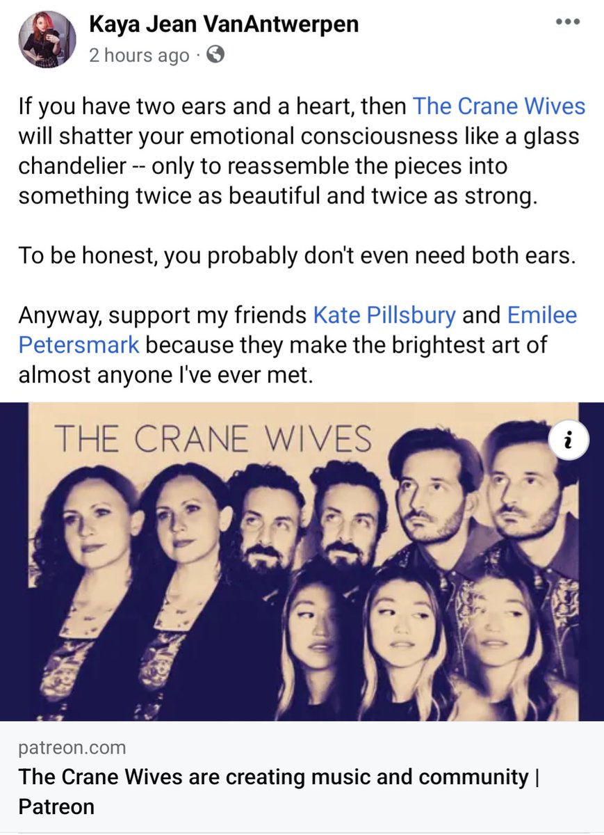 My friends are making art again and having a discord/Patreon community is gonna be a fucking blast, so you should join me in there at Patreon.com/thecranewives