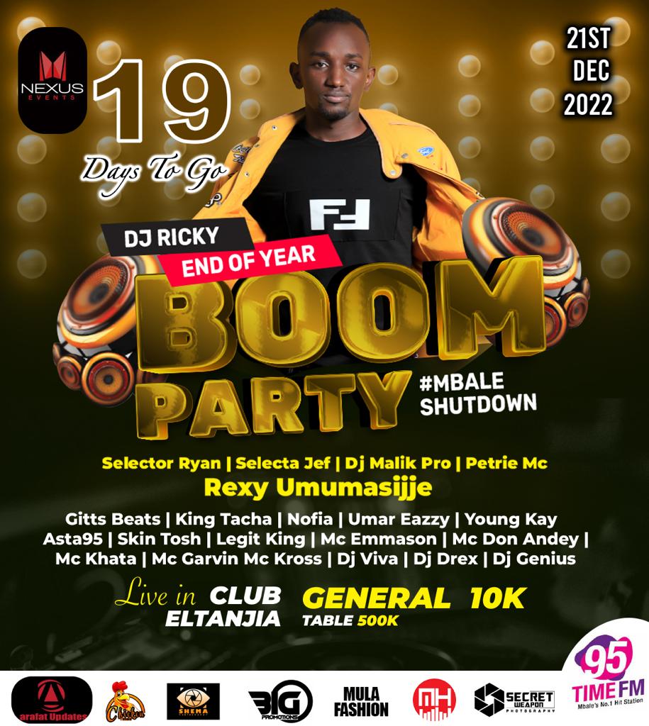 Do not miss, End of year #boomparty Mbale
Tell a friend to tell a friend 🥰🥰🥰