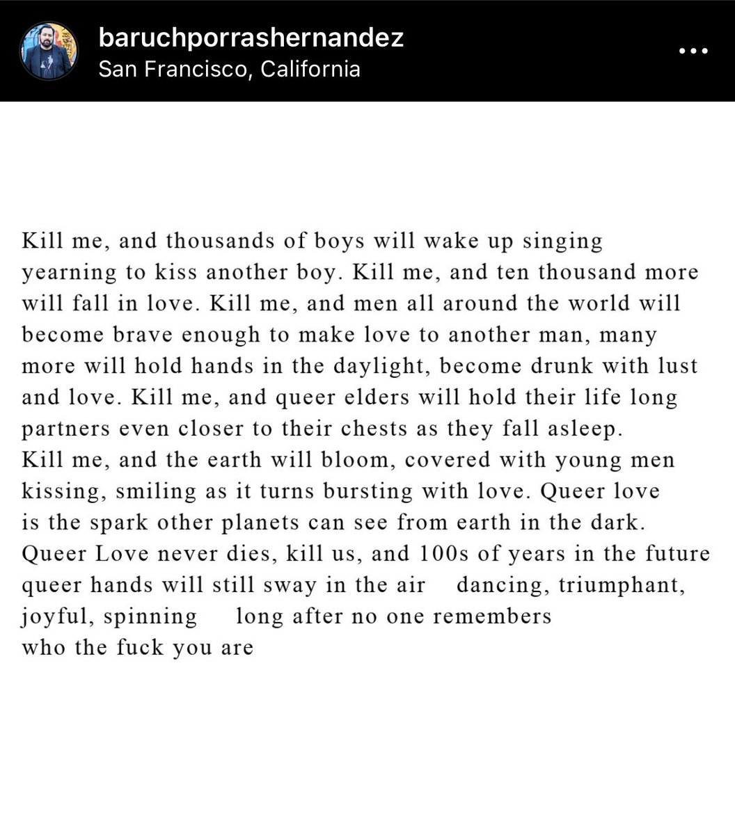 I just found this queer artist on Insta, he’s not on Twitter that I can find and, fuck… this is a punch to the gut, a kick in the ass to get busy and affirmation.