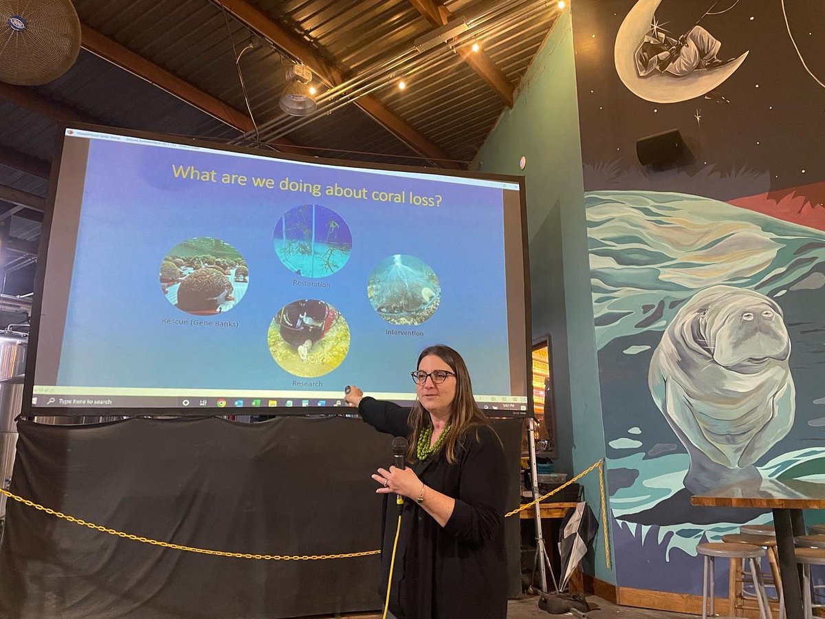 green_north's tweet photo. We had a great Green Drinks at First Magnitude in Gainesville last night! Thank you to Dr. Julie Meyer for a great presentation on our coral reefs and First Magnitude for hosting this event! We’re so excited to have had everyone come out and join us. #fmbrewing #Gainesville https://t.co/ZjvRhKFKMx