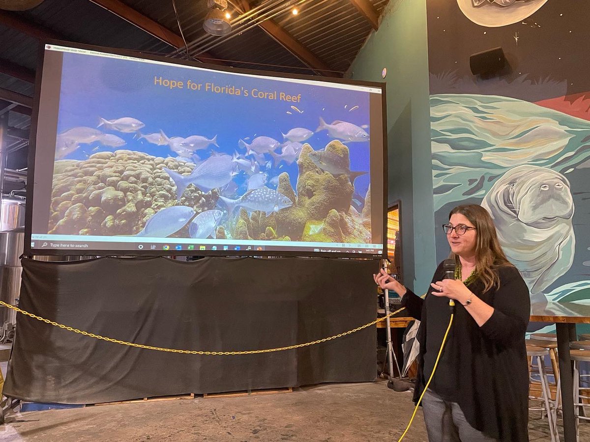 green_north's tweet photo. We had a great Green Drinks at First Magnitude in Gainesville last night! Thank you to Dr. Julie Meyer for a great presentation on our coral reefs and First Magnitude for hosting this event! We’re so excited to have had everyone come out and join us. #fmbrewing #Gainesville https://t.co/ZjvRhKFKMx