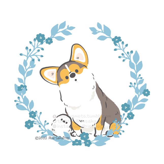 「Corgis and wild birds#artistsontwitter 」|サカモトリエ/イラストレーターのイラスト