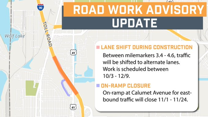 clineavebridge's tweet photo. Construction Continues!  ITR still down to 1 lane each direction through 12/8, no oversize loads. Just go around.  Take Exit 3 (EB) or Exit 10 (WB). When every minute counts, take the delay-free route #savetimetakecline @TVelligan @MikePTraffic  @WBBM1059Traffic @WGNtraffic https://t.co/UGDiYdGJKp