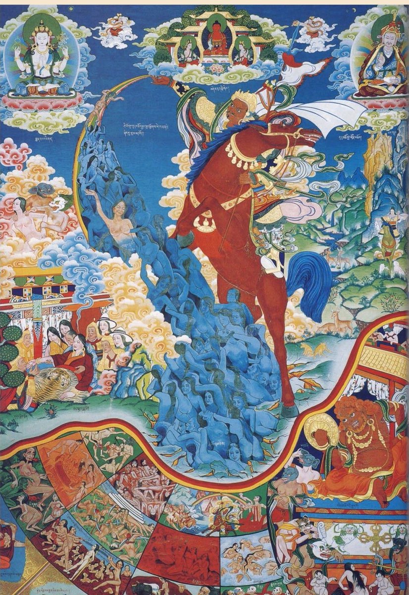 Once King Gesar on to vanquish his enemies was informed his mother died and has landed in hell. He asked Yama, the lord of death for mercy to which Yama said what about others here. Seeing thousands he had killed in earlier battles, he repented and vowed to lead all to pureland.