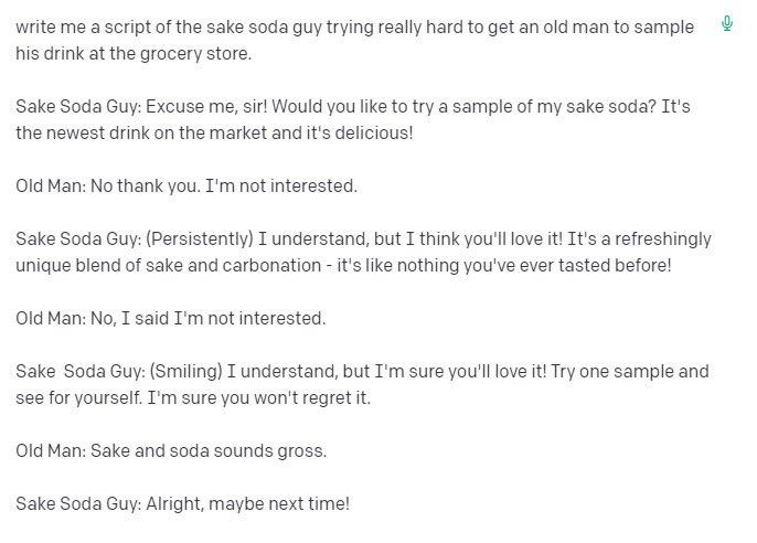 man I can't even get AI to sample the sake soda 😂