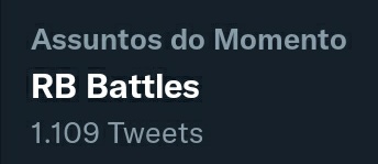 EnderWinn_'s tweet photo. AGORA!
RB Battles está nos Trnding Topics Brasileiros do Twitter! #Roblox https://t.co/ebygzoVCy4