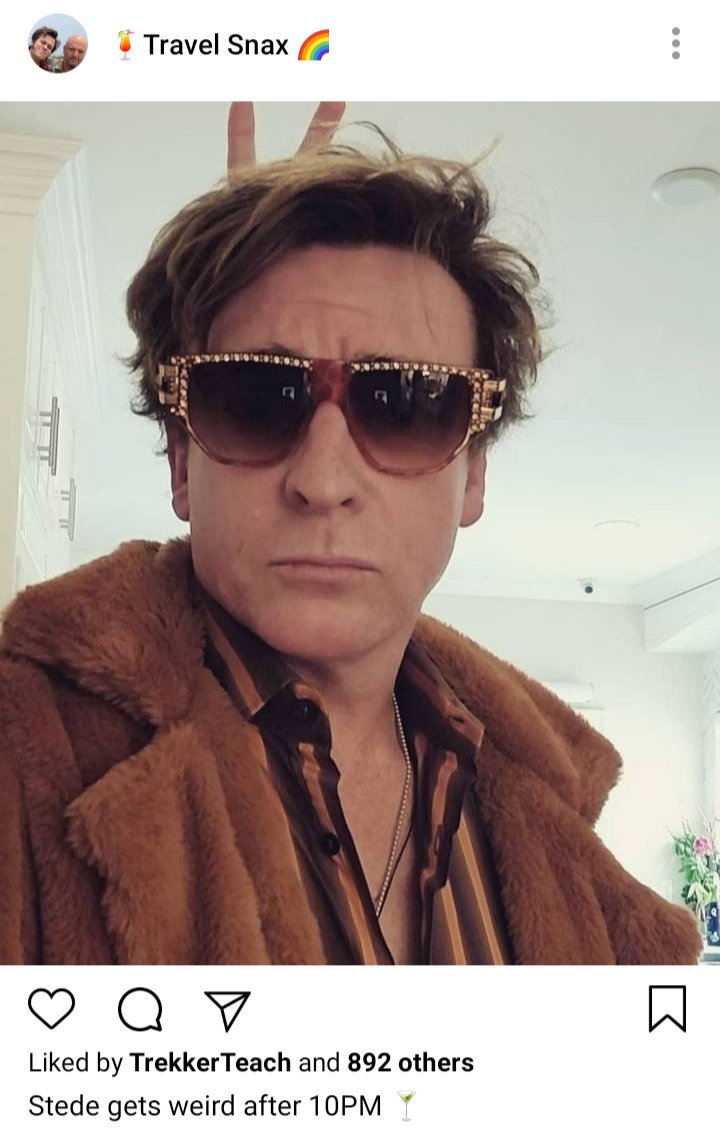 Lucius IG:Picture of Stede. Caption reads "Stede gets weird after 10PM" 