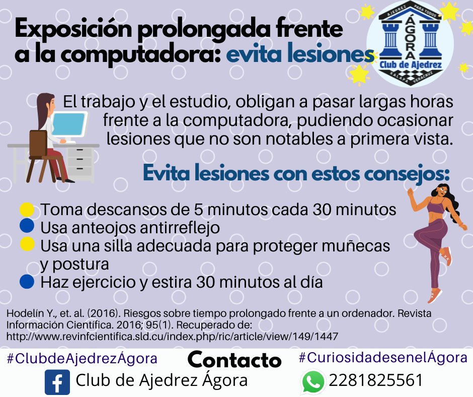 AjedrezAgora's tweet photo. Cuida la mente con el ajedrez y cuida al cuerpo ♟️🌟 #mentesanacuerposano
#ajedrezparatodxs #xalapaveracruz #clubágora #mexico #ajedrez #AjedrezEducativo #AjedrezParaTodos #ajedreztime #AjedrezEscolar #lesiones #computer #tecnologia #descanso #estudio #workoffice #chess https://t.co/8YtLGHJPed