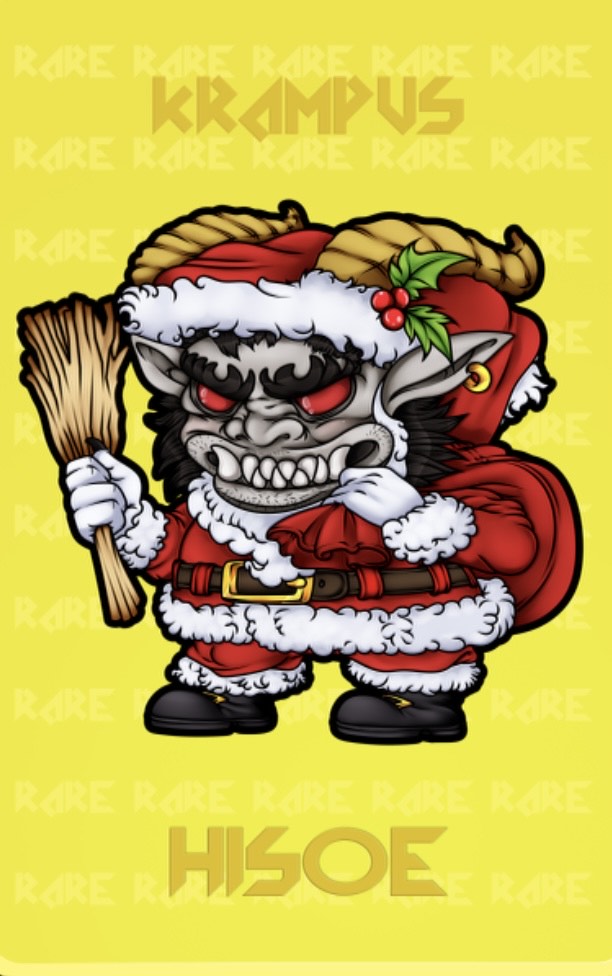 CryptoFlash10's tweet image. Happy Dec 1st! In honor of "A Krampus Tale" coming out this Saturday I am giving away lots of fun Kramps goodies! Today I am giving away a Krampus #NFT from the PLAYHISOE collection on #WAX! Just like and retweet to enter! 

#WAXP #NFTS #WAXP #NFTGiveaway #NFTARTONWAX #WAXNFT