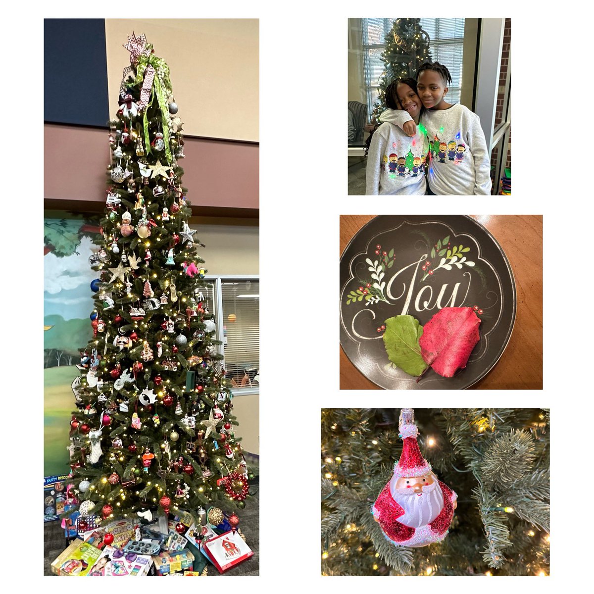 It’s December 1-A season for JOY! I started my day finding a red and green leaf on my way inside school. We decorated our staff tree with ornaments and hot chocolate. These precious siblings shared their JOY too! 🎄❤️💚