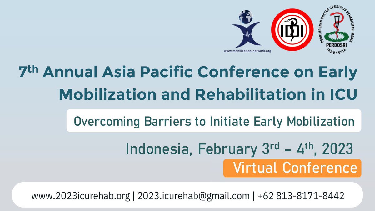 Thomas Rollinson (@tomrollinsonpt) on Twitter photo Looking forward to speaking (virtually) at the 7th Asia Pacific Conference on Early Mobilization and Rehabilitation in the ICU in February 2023 with international faculty including <a href="/SueBerney/">Dr Sue Berney</a>, <a href="/DrDaleNeedham/">Dale Needham, MD, PhD</a>, <a href="/DrKatzKatsukawa/">Hajime Katsukawa</a>, <a href="/JayachandranB18/">Jayachandran Balachandran</a>, <a href="/ccrzzang/">Chi Ryang Chung</a> and AsiaPac colleagues Looking forward to speaking (virtually) at the 7th Asia Pacific Conference on Early Mobilization and Rehabilitation in the ICU in February 2023 with international faculty including <a href="/SueBerney/">Dr Sue Berney</a>, <a href="/DrDaleNeedham/">Dale Needham, MD, PhD</a>, <a href="/DrKatzKatsukawa/">Hajime Katsukawa</a>, <a href="/JayachandranB18/">Jayachandran Balachandran</a>, <a href="/ccrzzang/">Chi Ryang Chung</a> and AsiaPac colleagues