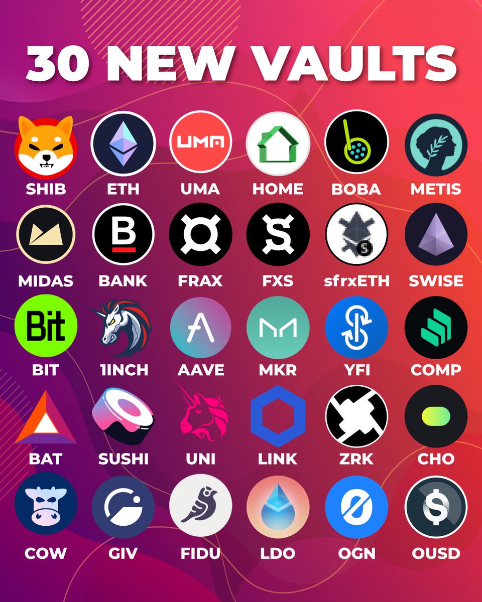 ichifoundation's tweet image. 30 new vaults are live 🙌 👉 app.ichi.org

Users benefits: 
✅Pool positions are auto-managed.
✅More trading fees per $1 of liquidity. 
✅Resistant to impermanent loss. 
✅Deeper on-chain liquidity. 
✅Users maintain control of their tokens (Vaults are non-custodial).