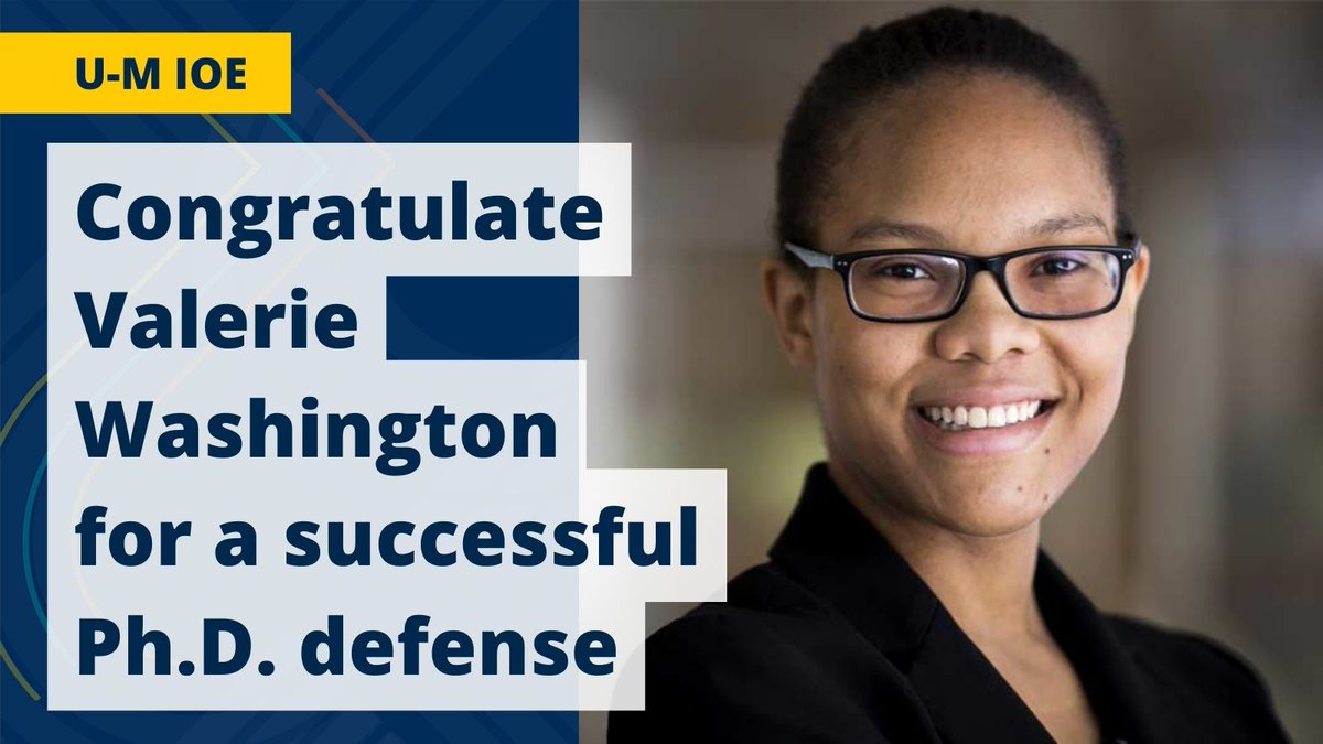 umichioe's tweet photo. Give a big congrats to Valerie Washington for a successful Ph.D. defense today! The title of Valerie's dissertation is "Examining the Influence of Natural Hazards on Human Behavior"

Chairs: @SDGuikema &amp; @JoiMondisaPhD https://t.co/qAFPRCHWUw