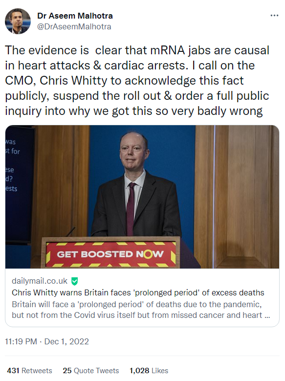 TheCraneReport's tweet photo. Is Dr Extreem Malpractice paid by the likes of #Fazze or some other rival to mRNA vaccines, to push antivax disinformation, or is he doing it for free?
#Antivaxxers #BadScience #ConspiracyTheories #Covidiots
#QuackWatch https://t.co/eV3yDI9RPk