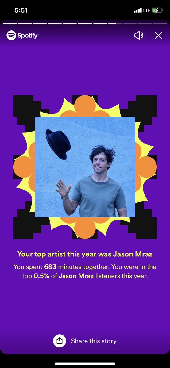 NBazyk's tweet photo. @jason_mraz I’m trying to remember my percentiles, but I think this means I like you. Thanks for a great year! https://t.co/pFpAQE5vvT