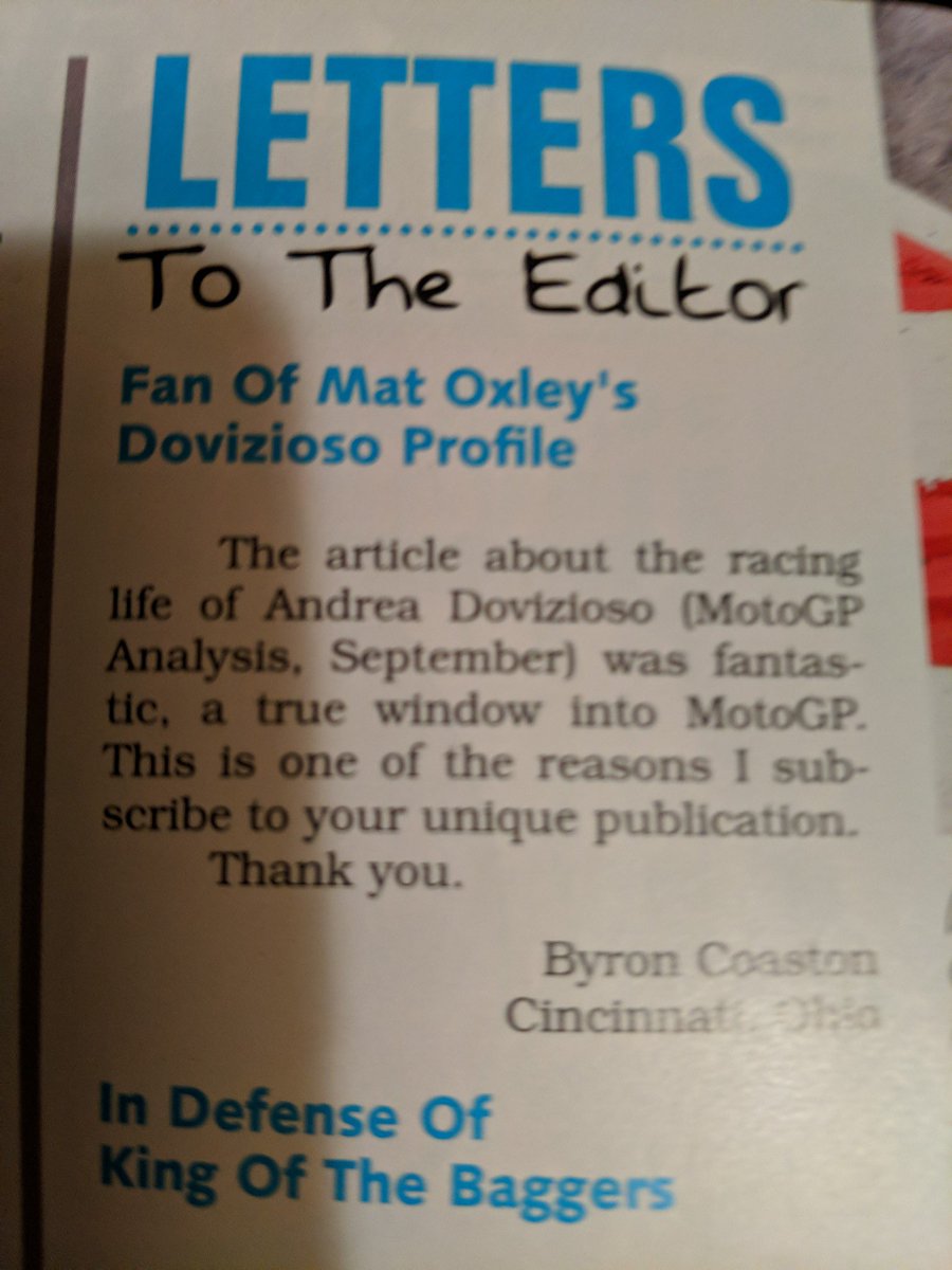 janecoaston's tweet photo. Thank you to the good people of @roadracingworld for running a letter to the editor from my dad, a devoted fan. https://t.co/7lijMJVOwi