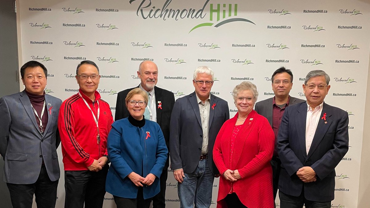 DavidWestRH's tweet photo. Today, #RichmondHill Mayor and Council are wearing #RedforChange on #WorldAIDSDay2022 
#IndigenousAIDSAwarenessWeek  December 1-7

#EqualizeToEndAIDS 

@cayrcc https://t.co/xNcGPjHNN7