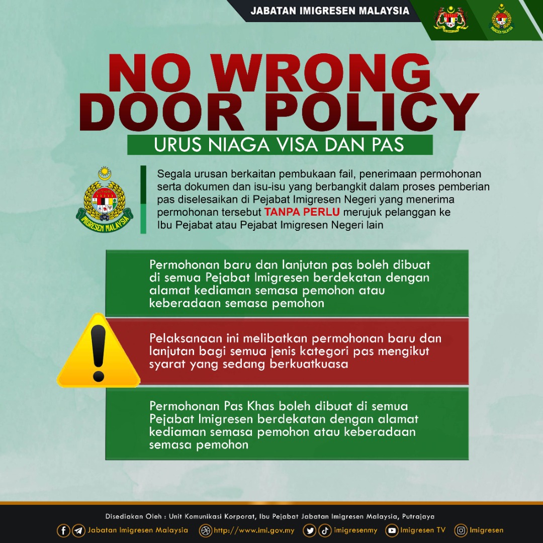imigresenmy's tweet photo. [NO WRONG DOOR POLICY]

URUS NIAGA VISA DAN PAS

🌐 ePLSI ➡️ (https://t.co/Opw9DjYCRE)

#imigresen
#jim 

https://t.co/juRDqNTHNe https://t.co/JIm3kKhcQ9