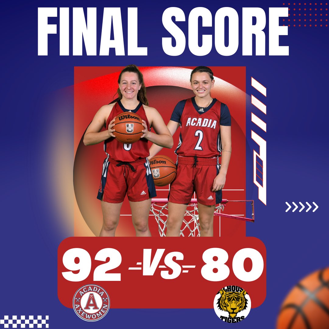 AxewomenBB's tweet photo. 🔥🪓 WHAT A WIN🔥🪓
Down at half the Axewomen worked hard and in the end defeated the Tigers 92-80! 
Keep up the good work👏👏
@AcadiaAthletics 

#acadiauniversity #ausbasketball #axewomenbasketball #acadiaathletics https://t.co/RN51Kwuuwh