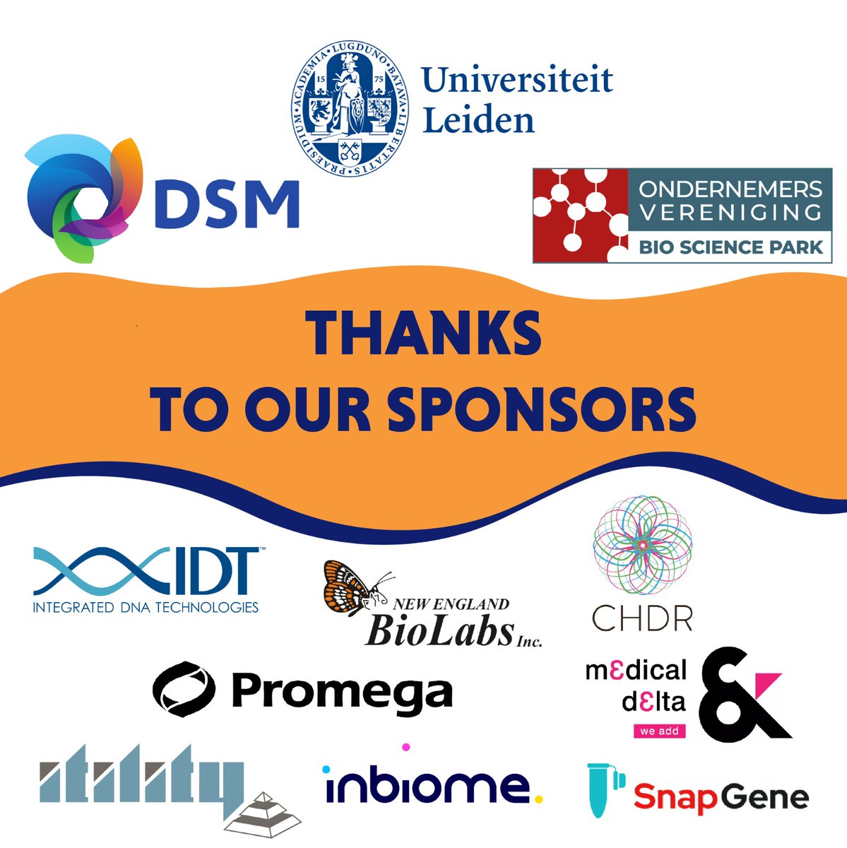 A month has passed since the iGEM 2022 Grand Jamboree. To wrap up another successful year of iGEM Leiden team, we'd like to thank all our sponsors that supported us this year. 
We are grateful to have our sponsors who helped us to make the iGEM Leiden 2022 project possible! 🙏
