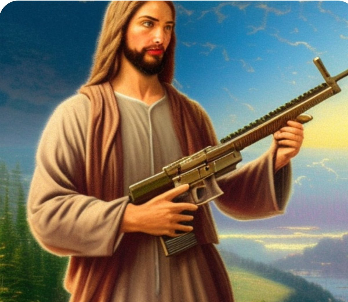 WW_14's tweet photo. @meyer_495 @knowbod1e @Boonsch @SaintFiedler @ThisIsKyleR Yeah i remember reading in the bible  where jesus said "people in the united states in 2000 years can have guns because my father in heaven said so" - bullshit chapt 6 verse 9

Come to think of it this is actually how i remember jesus after reading that #dumbaguments https://t.co/RVml1xw0lS