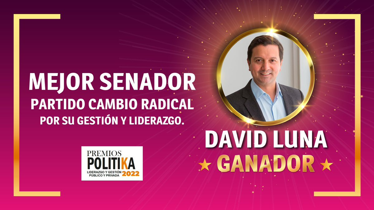 Agradecido con los ciudadanos que diariamente nos alientan, orgulloso de mi equipo y de nuestro trabajo, y comprometido a seguir con una voz constructiva, que no se amedrenta y que lucha por Colombia. Este premio de ‘Mejor Senador' del partido, lo recibimos con responsabilidad.