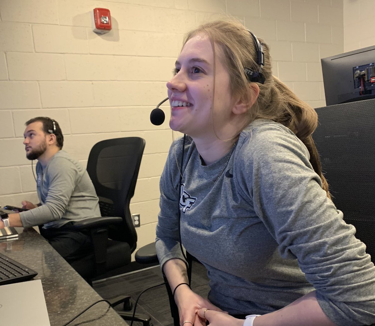 major_howe's tweet photo. @lucas19rustrian @BJTaylor_1 leading the charge as SHU takes on @UCF_WBB #nottaggingBK …whose sitting In the director’s chair?? https://t.co/XApchlvvtc